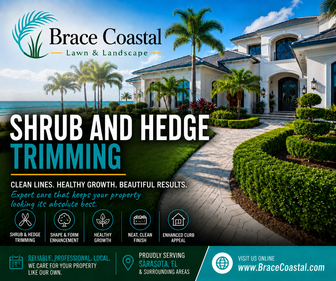 Shrubs and hedges trimmed and shaped at a residential property